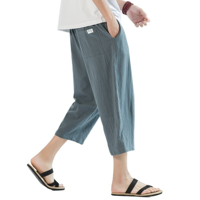 Summer Mens Cotton Casual Shorts Lightweight Straight Pants Solid Gym Sweatpants Fifth Beach Short Pants Outdoor Streetwear