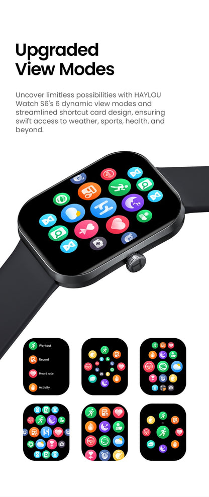 Smartwatch HAYLOU Watch S6 Tela HD de 2,01" Smartwatch Chamadas de Voz Bluetooth Monitoramento Fitness à Prova D'Água IP68