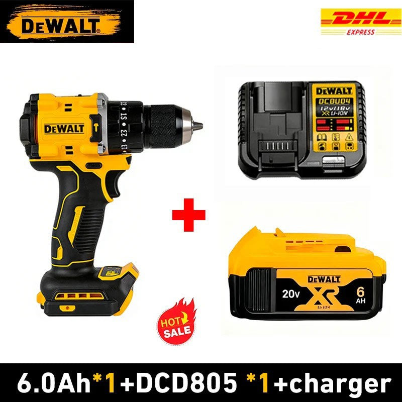 Furadeira de Impacto sem Fio sem Escovas DEWALT DCD805 20V Max Parafusadeira Elétrica Portátil Multifuncional