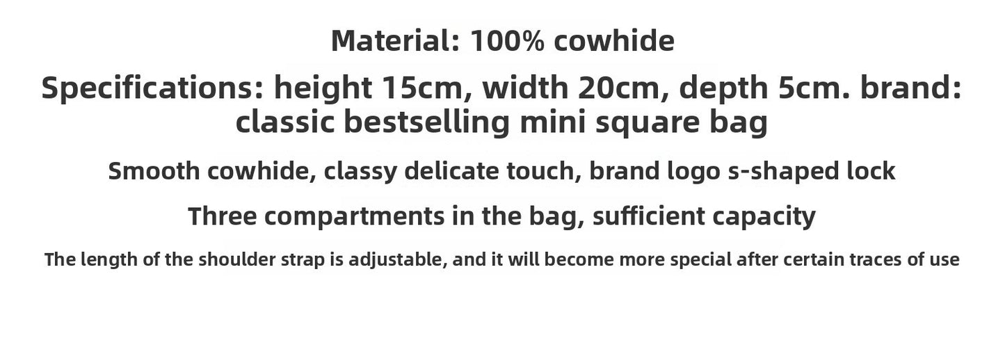 French niche design women's bag, top layer cowhide small square bag, premium texture tofu bag, single shoulder crossbody bag