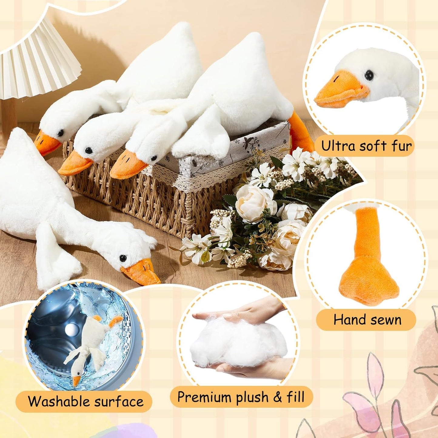 6/16 Peças Lembrancinhas de Festa Ganso Bobo Bichos de Pelúcia Brinquedos de Pelúcia Presentes de Chá de Bebê Aniversário (Tamanho: 25CM)