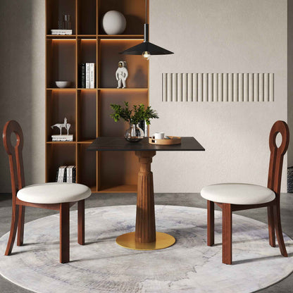 Voxhome Drop Shipping Sintered Stone Round Restaurant Dining 2 4 Seater Bistro Coffee Shop Table Set Breakfast Table and Chairs