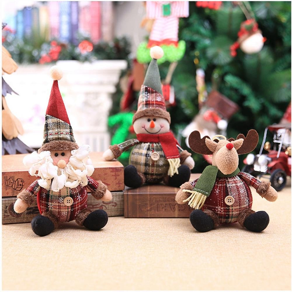 Christmas Dolls Tree Decor Standing Santa, Snowman and Reindeer Figurines  for Home Decor Birthday Gifts Merry Christmas
