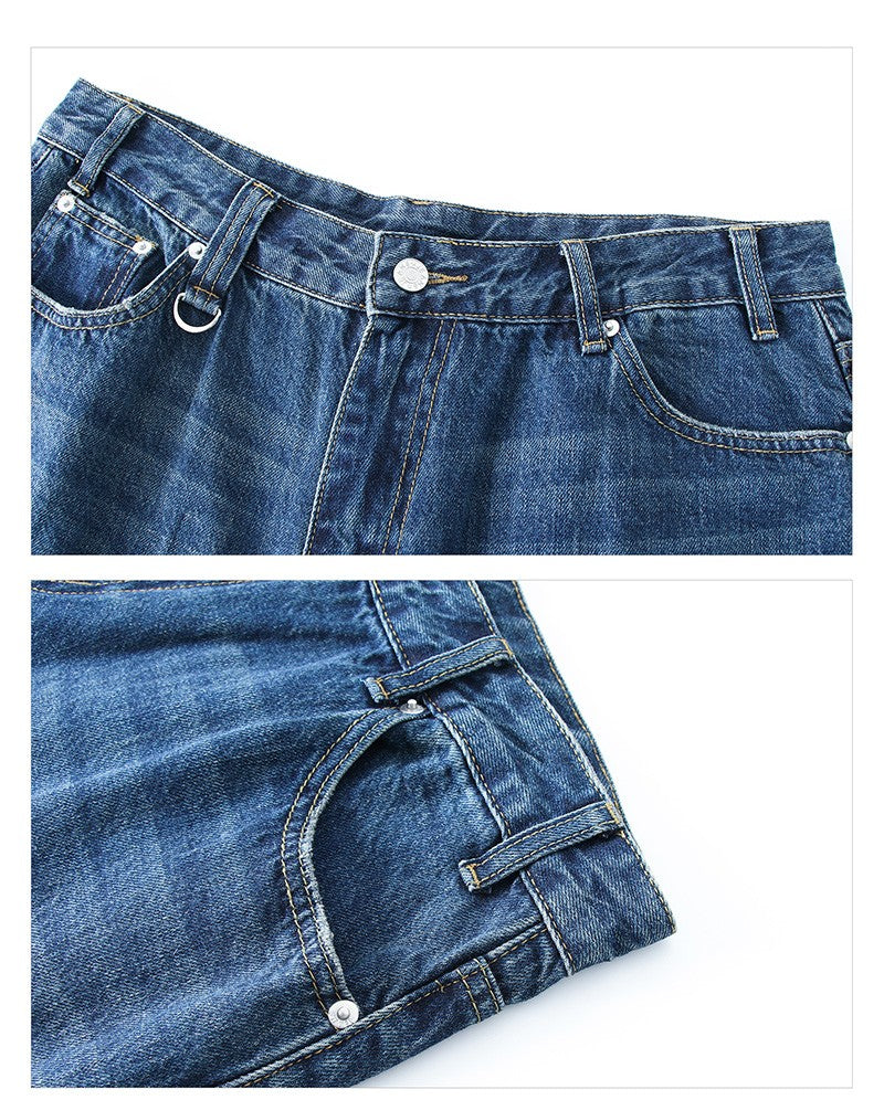 Men's Jeans American Style Vintage Loose Fit Wide Leg Straight Leg Denim Shorts Fashion Design Summer Y2k Gothic Washed Shorts