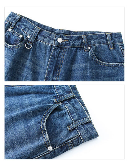 Men's Jeans American Style Vintage Loose Fit Wide Leg Straight Leg Denim Shorts Fashion Design Summer Y2k Gothic Washed Shorts
