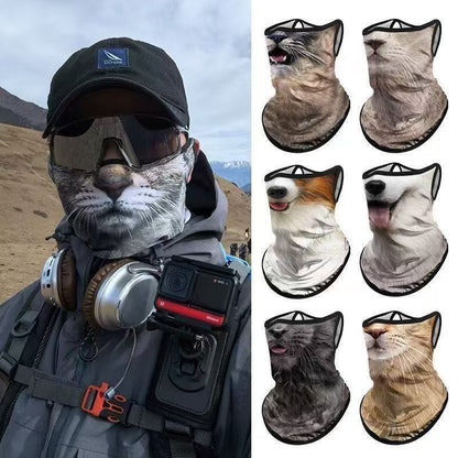 3d Printed Cats Dogs Design Full Face Mask Neck Protector Funny Cute Quick Dry Helmet Liner For Party Outdoor Windproof Masks