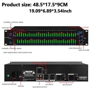 EQ31SUB Digital Equalizer 31 Stage Tuner Professional Stage Performance Noise Reduction Audio Processing