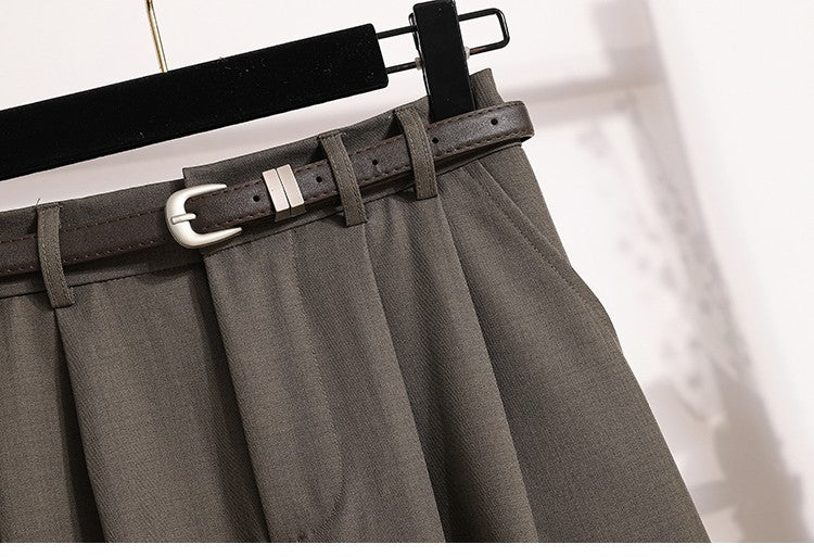 2025 Plus Size Skirts for Women Autumn Elegant Solid Women's Wrap Umbrella Skirts Korean High Waisted Suit Pleated Skirt