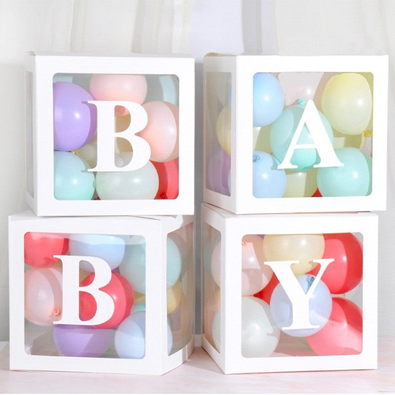 Transparent Letter Balloon Box Baby Shower Decorations Happy Birthday Wedding Decor 1st Birthday Party Supplies Balloon Box