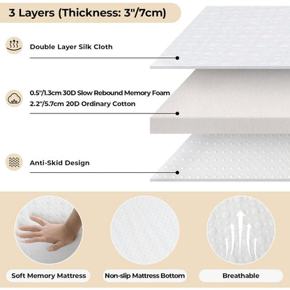 Rollaway Bed with Mattress for Adults,Foldable Bed,Portable Bed,Metal Bed Frame with Memory Foam Mattress, Guest Bed for Bedroom