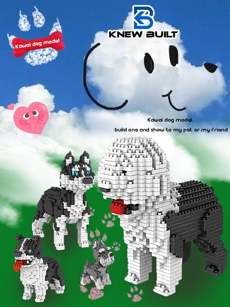 KNEW BUILT Modelo de Cachorro Blocos de Montar Brinquedos para Crianças Meninos Meninas Adultos Iniciantes Teddy Hughes Corgi Collie Estilo Pet Tijolos