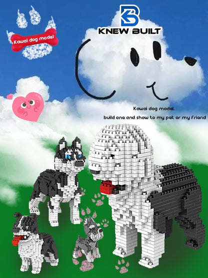 KNEW BUILT Modelo de Cachorro Blocos de Montar Brinquedos para Crianças Meninos Meninas Adultos Iniciantes Teddy Hughes Corgi Collie Estilo Pet Tijolos