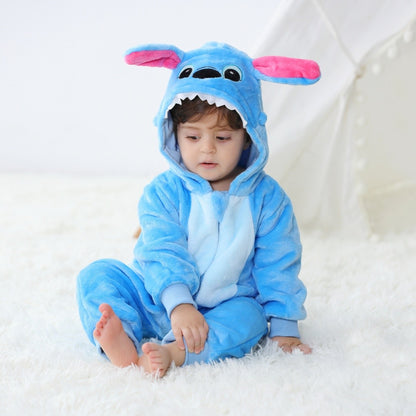 Baby Kigurumi Stitch Cartoon Romper Infant Kids Animal Onesie Jumpsuit Toddler Clothes Girls Boys Cosplay Costumes For Halloween