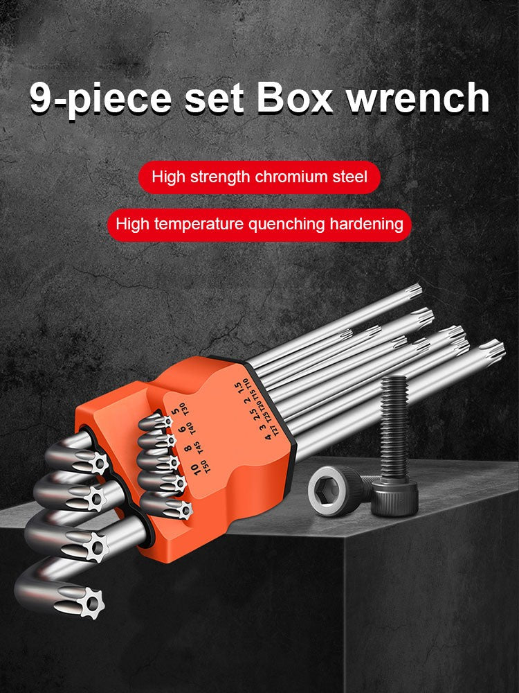 Conjunto de 9 Chaves Torx Estrela, Kit de Chaves Allen, Chave Hexagonal, Chave de Boca em Flor de Ameixa, Chave de Fenda Estrela Tipo L com Ponta Dupla, Ferramenta Manual de Reparo