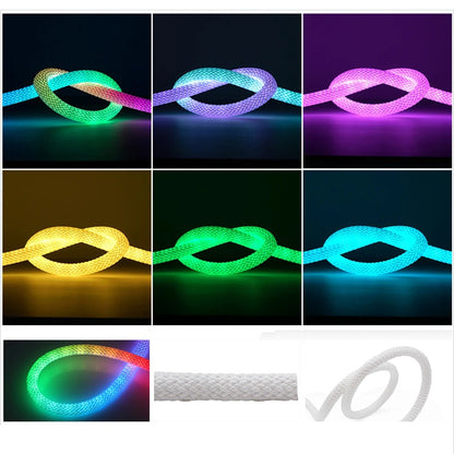 DC5V WS2812B WS28111 Round Reticulate Pattern Neon LED Strip 360 Degree Smart RGB Flexible Silicon Light Tape IP67 And 28Key Kit