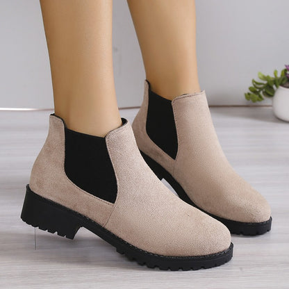 Women Boots Chunky Heel Platform British Style Thick Sole Increase Height Casual Chelsea Boots For Autumn And Winter Casual Wear