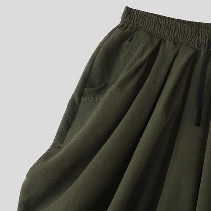 INCERUN Men Pants Solid Color Drawstring Joggers Casual Male Harem Pants Streetwear Loose Fashion Leisure Trousers Men S-5XL