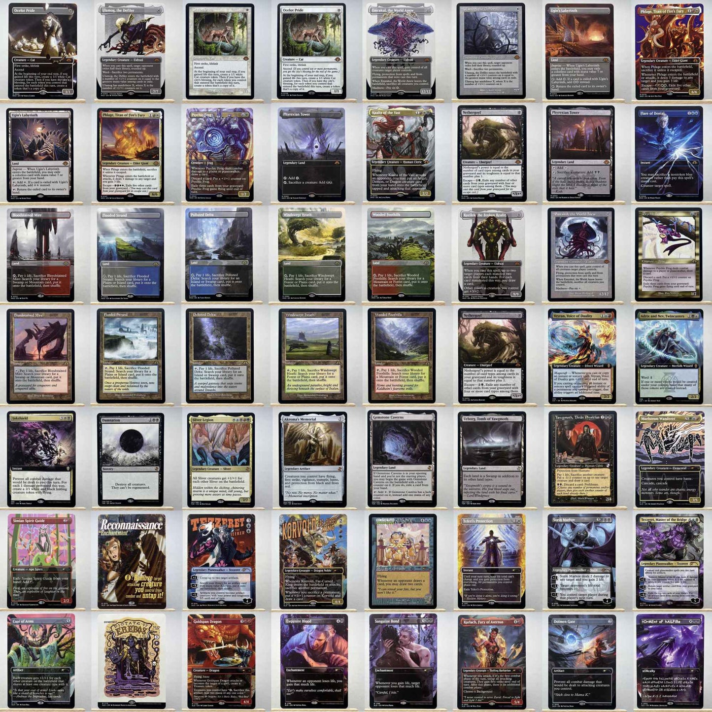 SLD MH2 HOLO7-002 cartas mágicas Simian Spirit Guide Tcg proxy Teferi's Protection Three Tree City fetch lands gathering