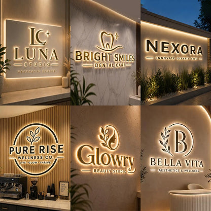 Custom Business Logo Backlit Metal Sign LED Letter for Personalized Brand Beauty Salon Spa Clinic Outdoor Shop Signage CE/UL