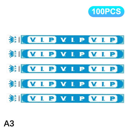 100pcs VIP Neon Paper Bracelets Fluorescent Waterproof Disposable Bracelets Tamper-Proof For Parties, Music Festivals & Events