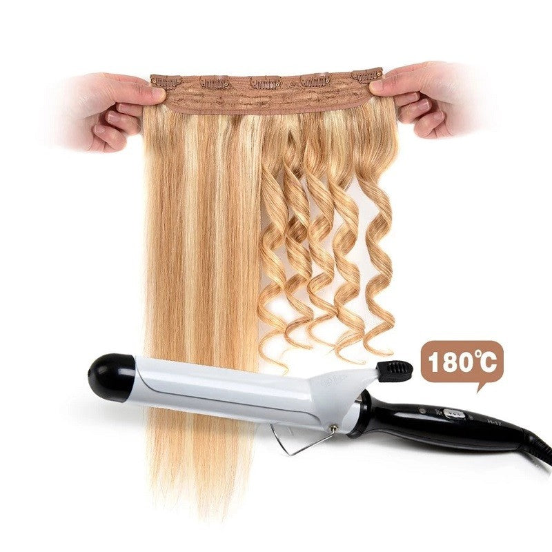 Alongamento de Cabelo Sintético Invisible Hair Extensions com 5 Clipes, 60cm, Liso, Resistente ao Calor, para Mulheres