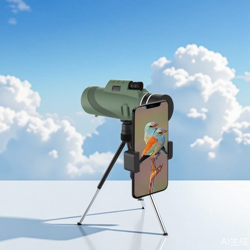 HD Single-Tube Telescope with Mobile Phone Connection for Photography And Videography