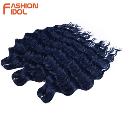 FASHION IDOL Cabelo de Crochê Torção Laranja Extensões de Cabelo Trançado de Onda Profunda Sintética Cabelo Onda de Água 24 Polegadas Fibra Resistente ao Calor