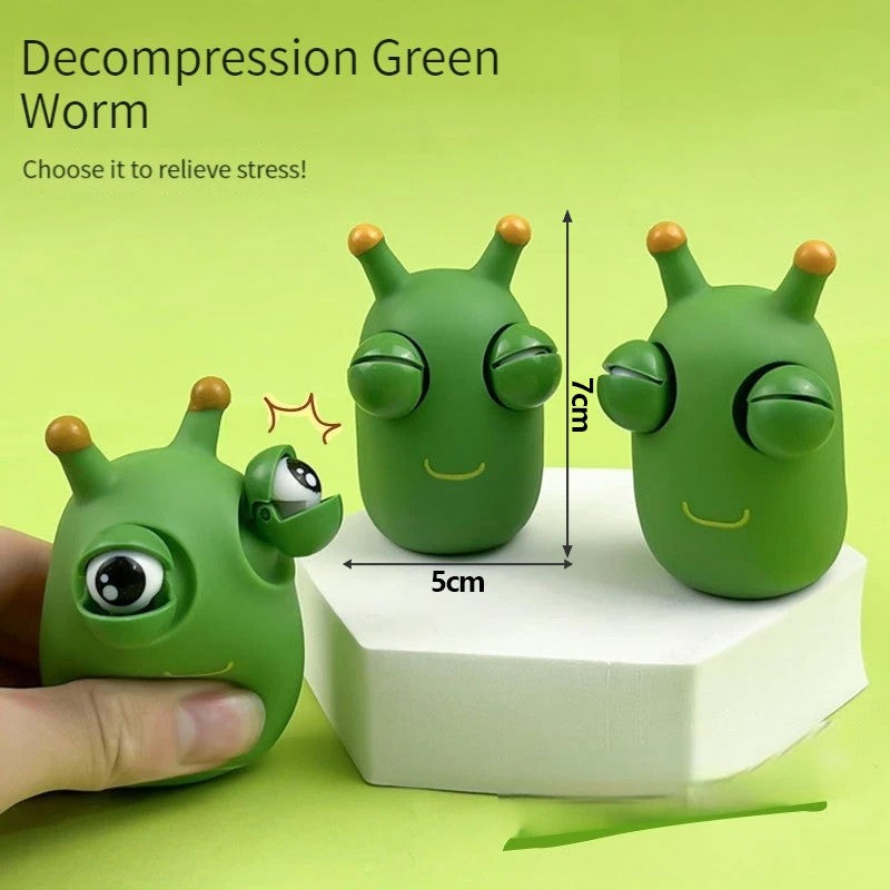 Funny Green Eye Caterpillar Pinch Toys Eyeball Burst Squeeze Toy Adult Kids Stress Relief Fidget Toy Creative Decompression Toy