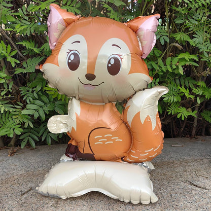 3/2PCS Jungle Animal Foil Balloons with Stand - Koala Elephant Fox for Birthday Wedding Carnival Theme Decorations