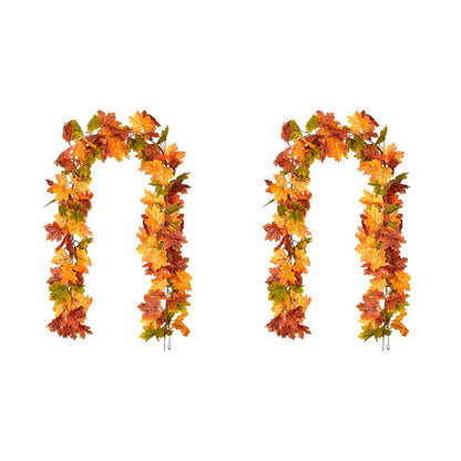 1/2Pcs 175cm Artificial Fall Maple Leaf Garland Fake Plants Autumn Decor Leaves Vine for Thanksgiving Halloween Decoration Gifts