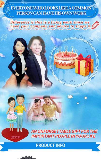 Custom Handmade Bobblehead Figure, Personalized Clay Doll on Photos,Real person figurine 3D Customization,Christmas Gift for Men