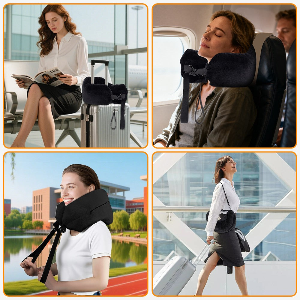 Comfortable Travel Pillow Adjustable U-Shaped Neck Pillow Washable Multi-Functional Fillable Portable Pillow Case for Airplane