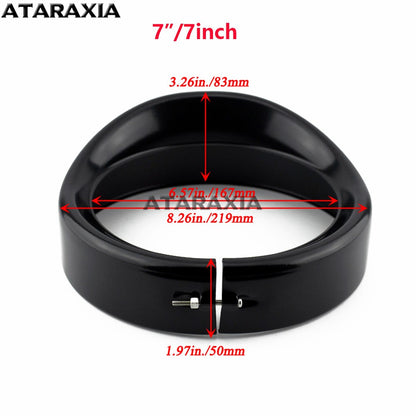 5.75" 4.5" 7inch Farol de neblina para motocicleta, viseira, moldura do farol, anel de acabamento, capa de farol de LED para Harley Softail Fat Boy