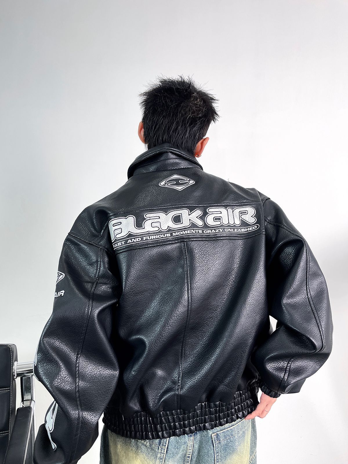 New Motorcycle Leather Jacket Men Bomber Pilot Retro Loose Pu Short Coat Fashion Casual Streetwear Multi Pocket Trend Outwear