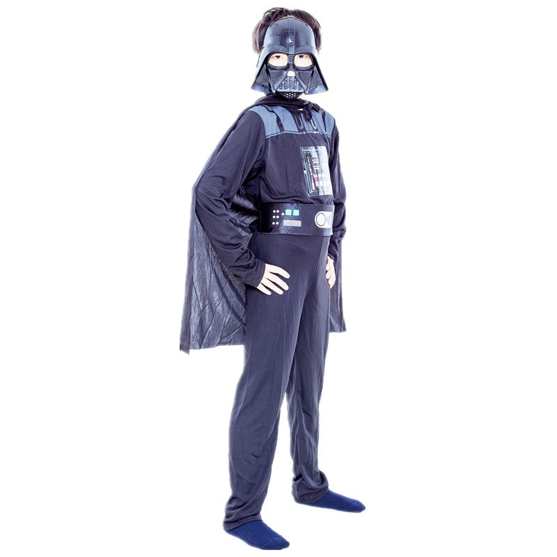 Boys Classic Movie Mask Costume Printed Cartoon Darth Vader Cape Armor Onesie Halloween Kids Fantasy Cosplay Costume