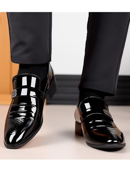 Mens Dress Shoes High Gloss Patent Slip On Loafers Formal Business Oxford Casual Driving Pointed Toe Boat Shoe For Men