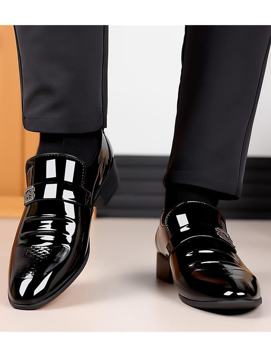 Mens Dress Shoes High Gloss Patent Slip On Loafers Formal Business Oxford Casual Driving Pointed Toe Boat Shoe For Men