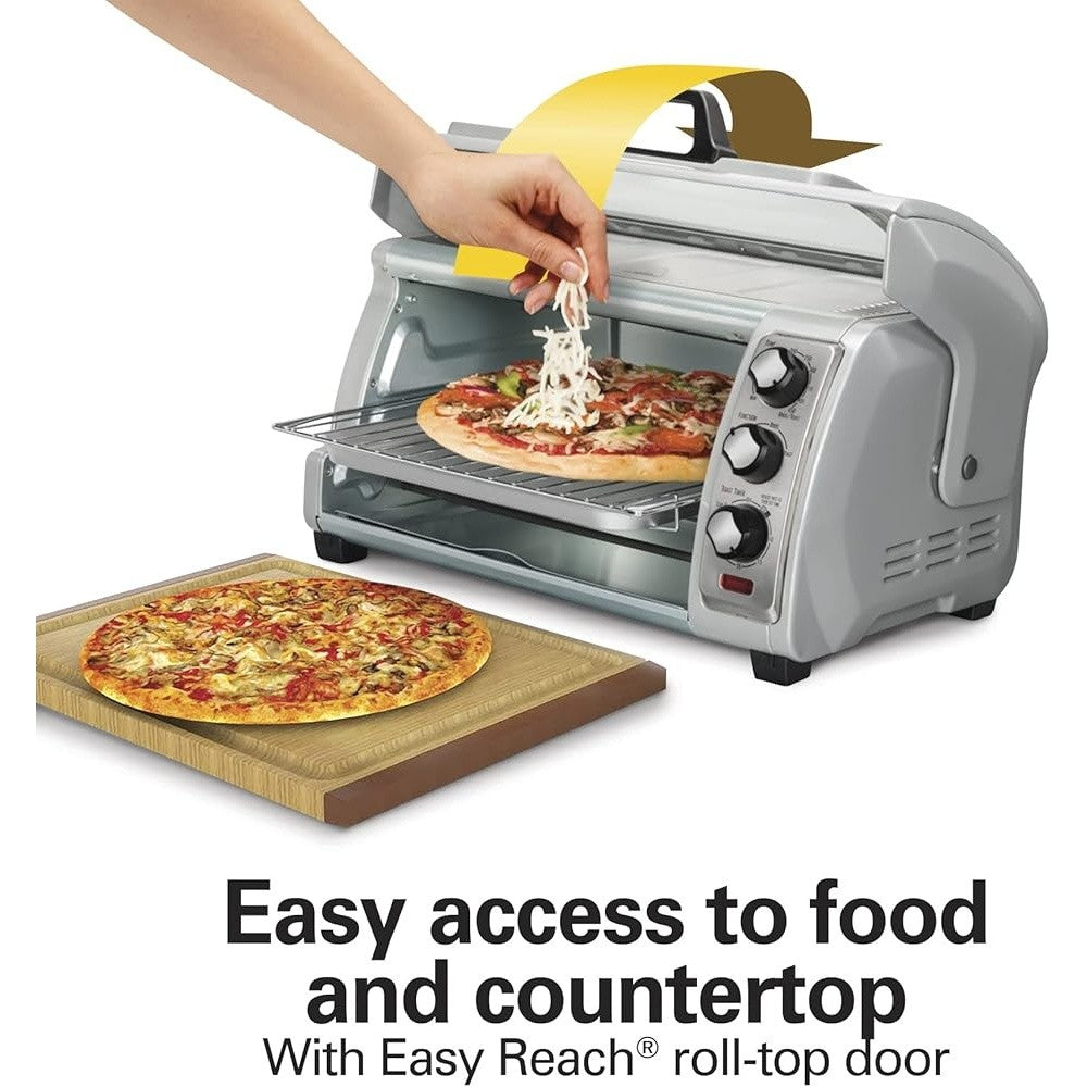 Forno Torradeira para 6 Fatias com Porta Basculante Coze Grelha Tosta Desligamento Automático Fácil Acesso 1400W Temporizador de 30 Minutos Eletrodoméstico de Cozinha