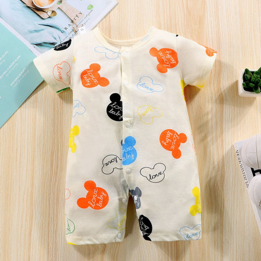 Newborn Baby Clothes Jumpsuit Cartoon Mickey Girl Boy Short Sleeve One-piece Clothes Toddler Costume Romper Infant Onesie Disney