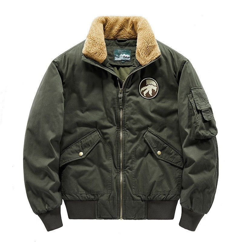 Winter Men Aviator Jackets Casual Loose Male Outerwear Bomber Coats Thickened and Flannel Jackets Thicker Warm Workwear Parkas