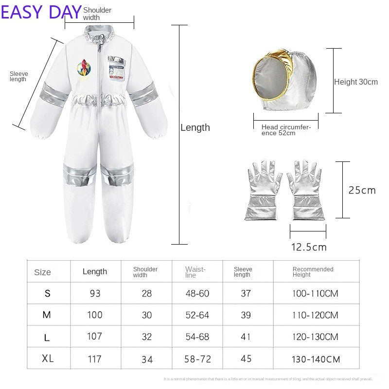 Halloween Astronaut Cosplay Costume Kids Boy Girl Jumpsuit Cartoon Space Party Spaceman Outfit White Spacesuit Bodysuit Clothing