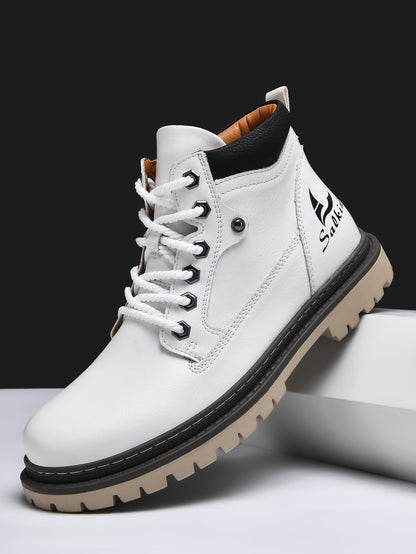 Botas Masculinas Feitas à Mão, Botas de Tornozelo de Inverno em Couro, Sapatos de Outono para Caminhada ao Ar Livre, Tênis, Botas Masculinas de Cano Alto, Calçados Antiderrapantes