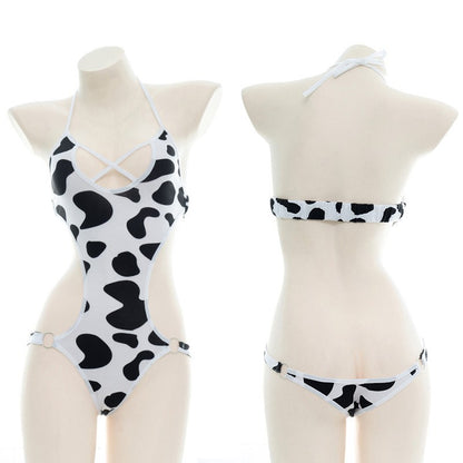 AniLV Cow Series Swimsuit Bodysuit Bikini Maid Unifrom Costume Summer Beach Kawaii Girl Swimwear Skirt Uniform Set Cosplay