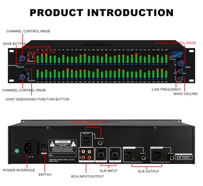 EQ31SUB Digital Equalizer 31 Stage Tuner Professional Stage Performance Noise Reduction Audio Processing