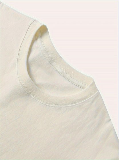 Short-sleeved T-shirt with waves and letters print Casual beach style Suitable for women's daily and outing wear in all season