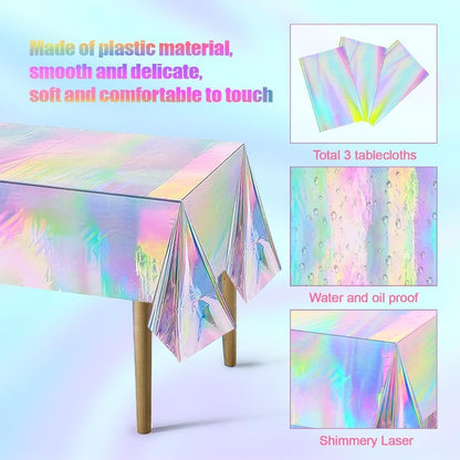 Tablecloth For Table Nappe De Table Tablecloth Birthday Iridescent Disco Party Decor Shiny Laser Holographic Disposable Covers