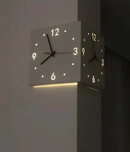 Corner Modern Wall Clock, Stylish Double-sided Luminous Wall Clock, Sensor Luminous Corner Wall Clock, Mute Wall Clock