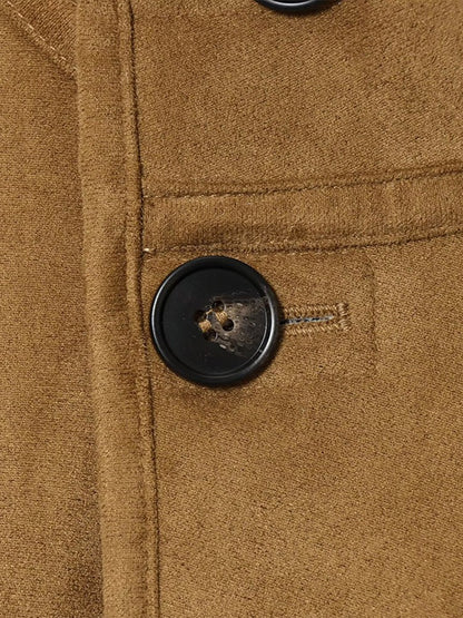 Suede Plush Both Sides Women's Coat Jacket Single Breasted Stand-Up Collar Pockets Female Jackets Autumn Loose Solid Coat Ladies