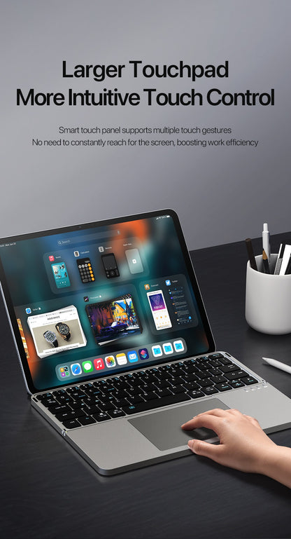 Teclado dobrável Bluetooth 5.0 DUX DUCIS com Touchpad e suporte de telefone para celulares, tablets e PCs com iOS, Android, Windows e Mac
