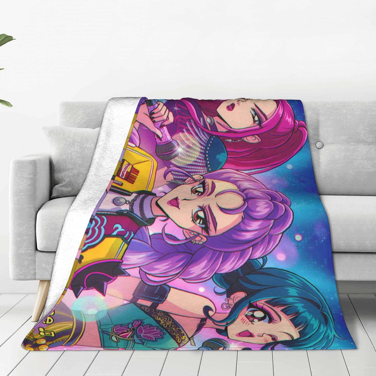 kpop Demon Hunters Huntrix Golden Blanket  Warm Graphic Plush Throw Blanket For Girls Boys Living Room Flannel Bedspread Cover